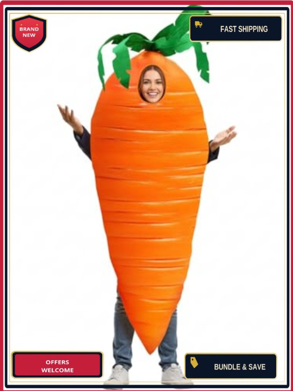 Adult Carrot Costume One Size Sponge Easter Halloween Cosplay Dress Up Outfit